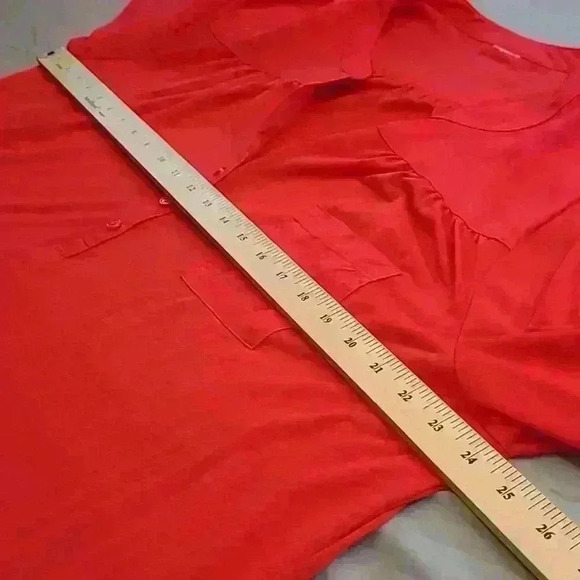 Red button front polo neck tunic - Picture 5 of 6